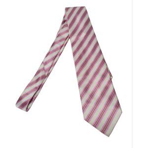 Aundrea Volari Mens All Silk Striped Tie Vintage Pink Cream Business Easter